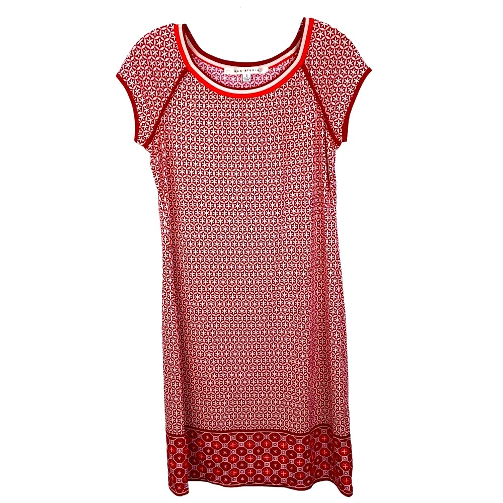 Max Studio Red Orange & White Soft Sheath Dress Size Small